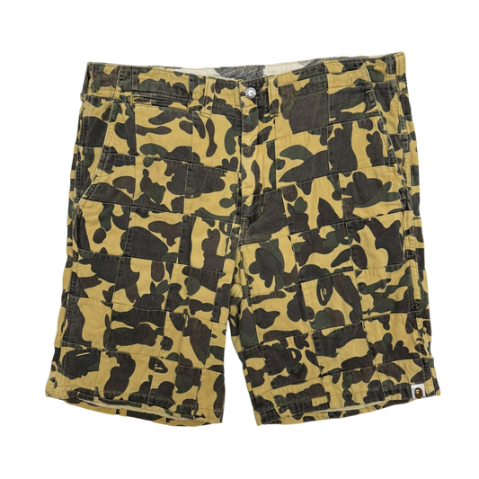 Bape (A Bathing Ape) Camo Patchwork Shorts (Size M)