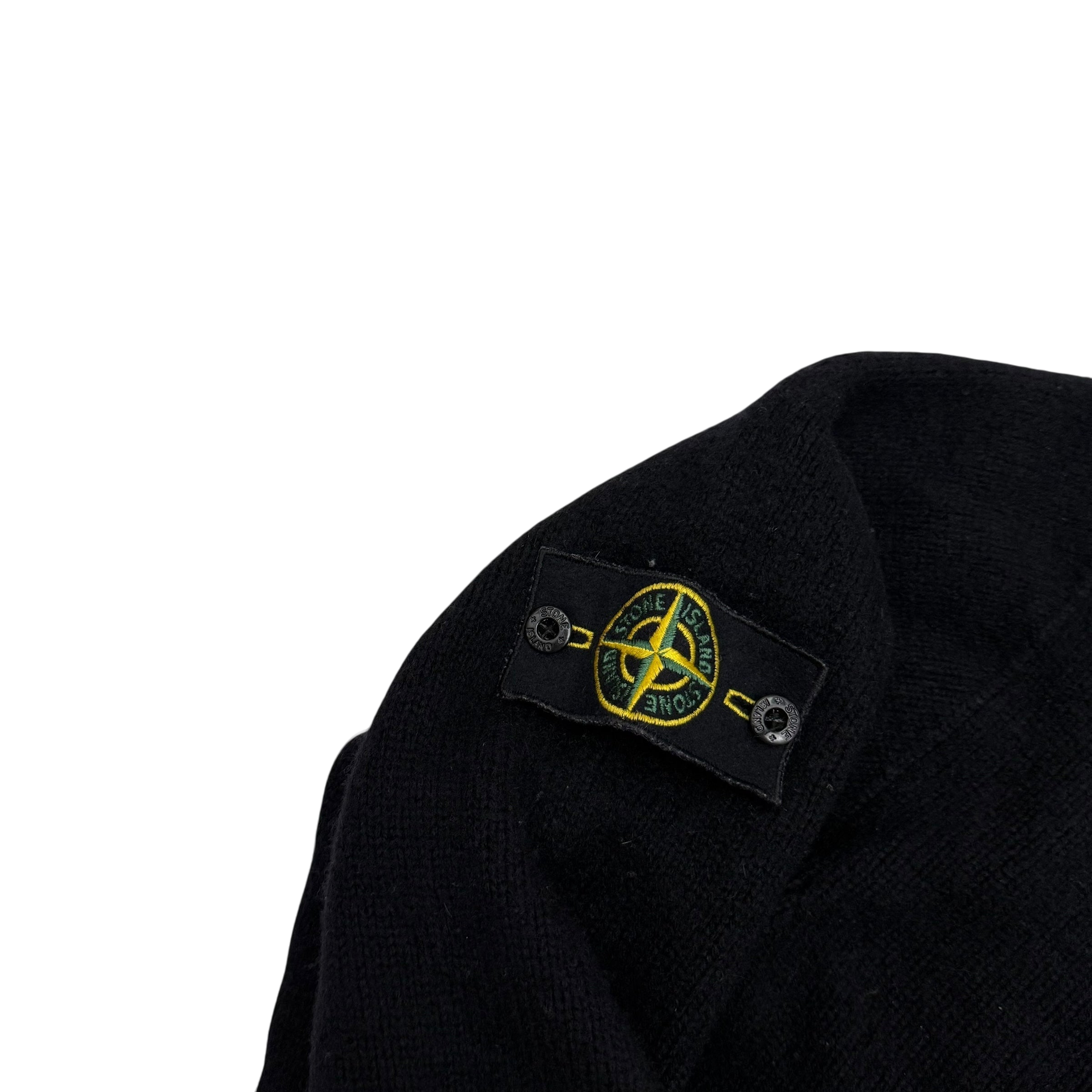 Stone Island AW07 Wool Blend Quarter-Zip Sweatshirt Black (fits XXL)