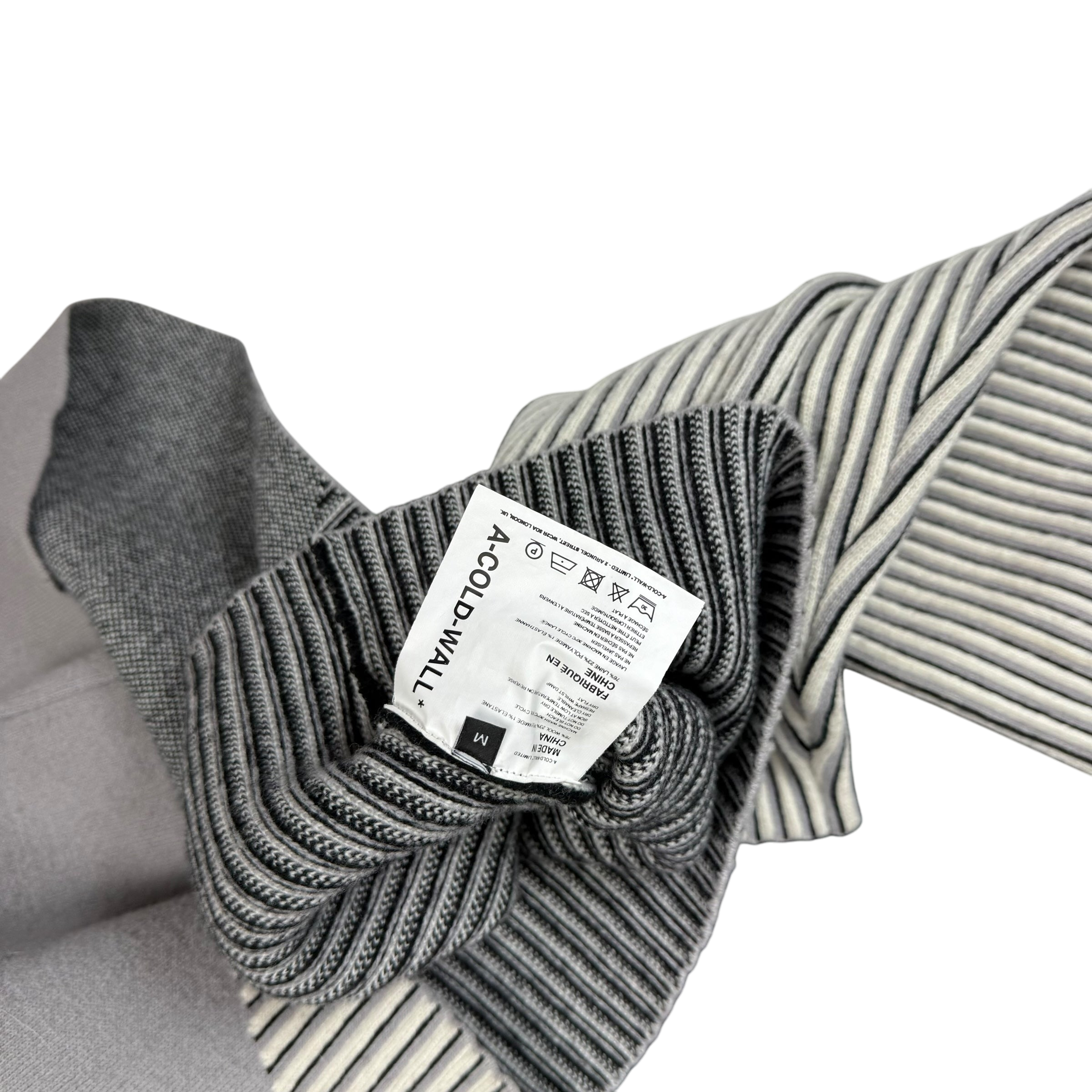 A-COLD-WALL* Block Oversized Heavyweight Wool Blend Knit Sweatshirt Grey / Black (Size M)