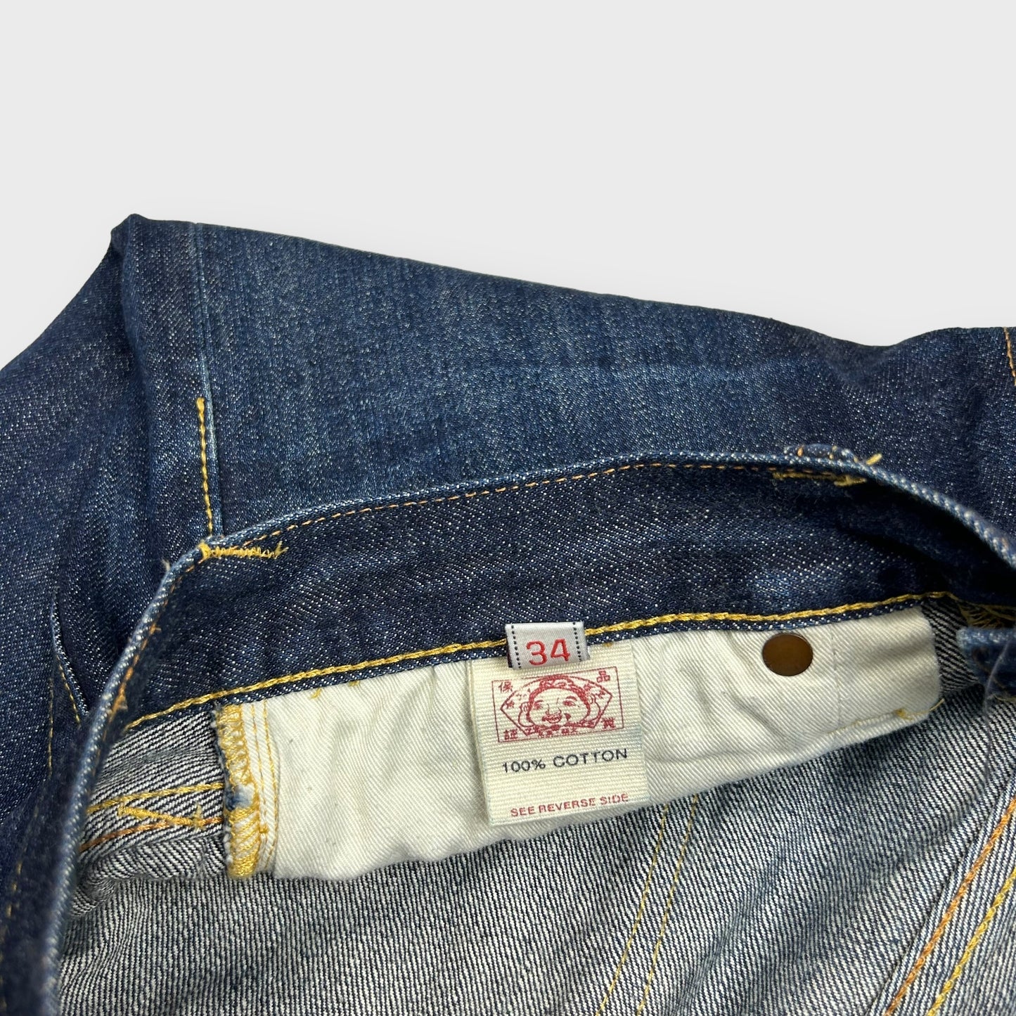 Vintage Evisu Gold Daicock Pocket Logo Selvedge Denim Jeans (Fits 32")