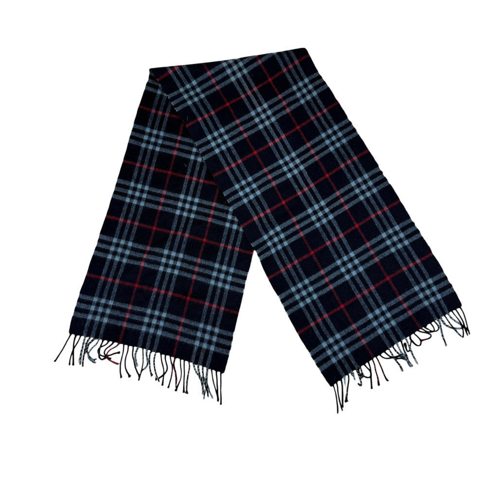Burberry 90s Cashmere Nova Check Scarf Navy