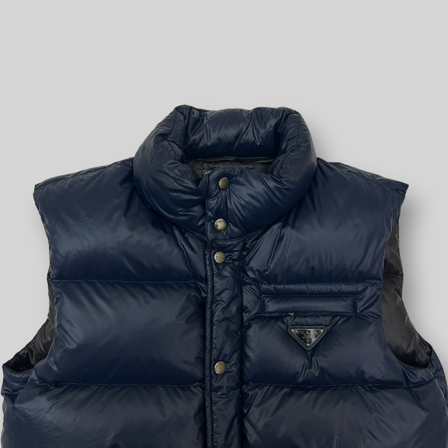 Prada Logo Appliqué Down Gilet Vest Navy (Size M)