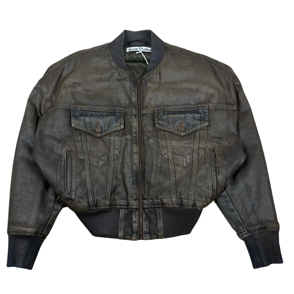Acne Studios FW23 Coated Oversized Denim Bomber Jacket Brown/Blue (Size 32)