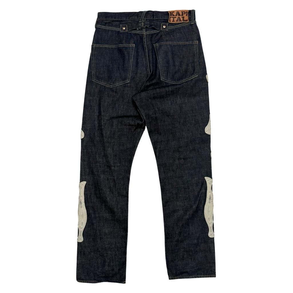 Kapital 12.5oz Bone Denim Mexican Tuxedo 5P Okagilly Jeans (Size 32”)