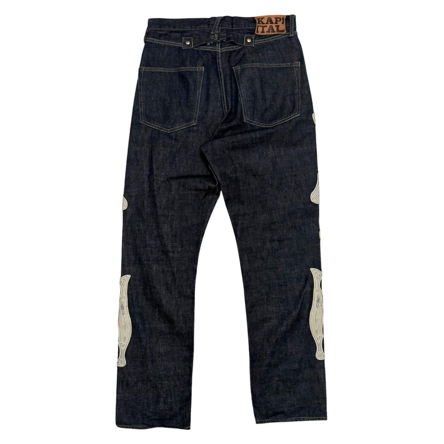 Kapital 12.5oz Bone Denim Mexican Tuxedo 5P Okagilly Jeans (Size 32”)