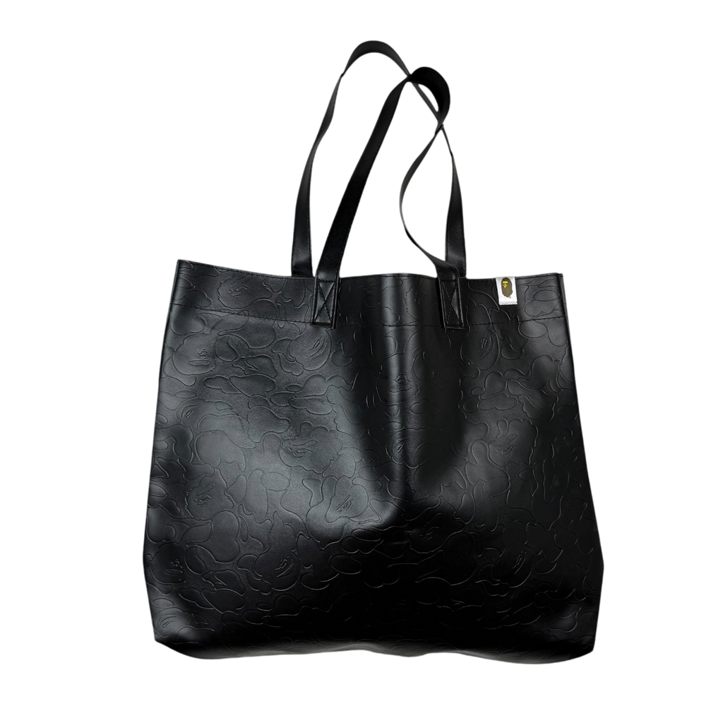 BAPE (A Bathing Ape) Solid Camo Faux Leather Tote Bag Black