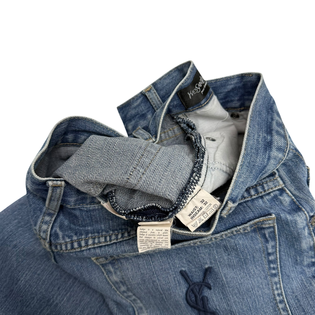 Yves Saint Laurent 2000s Embroidered Logo Jeans (Size 32”)