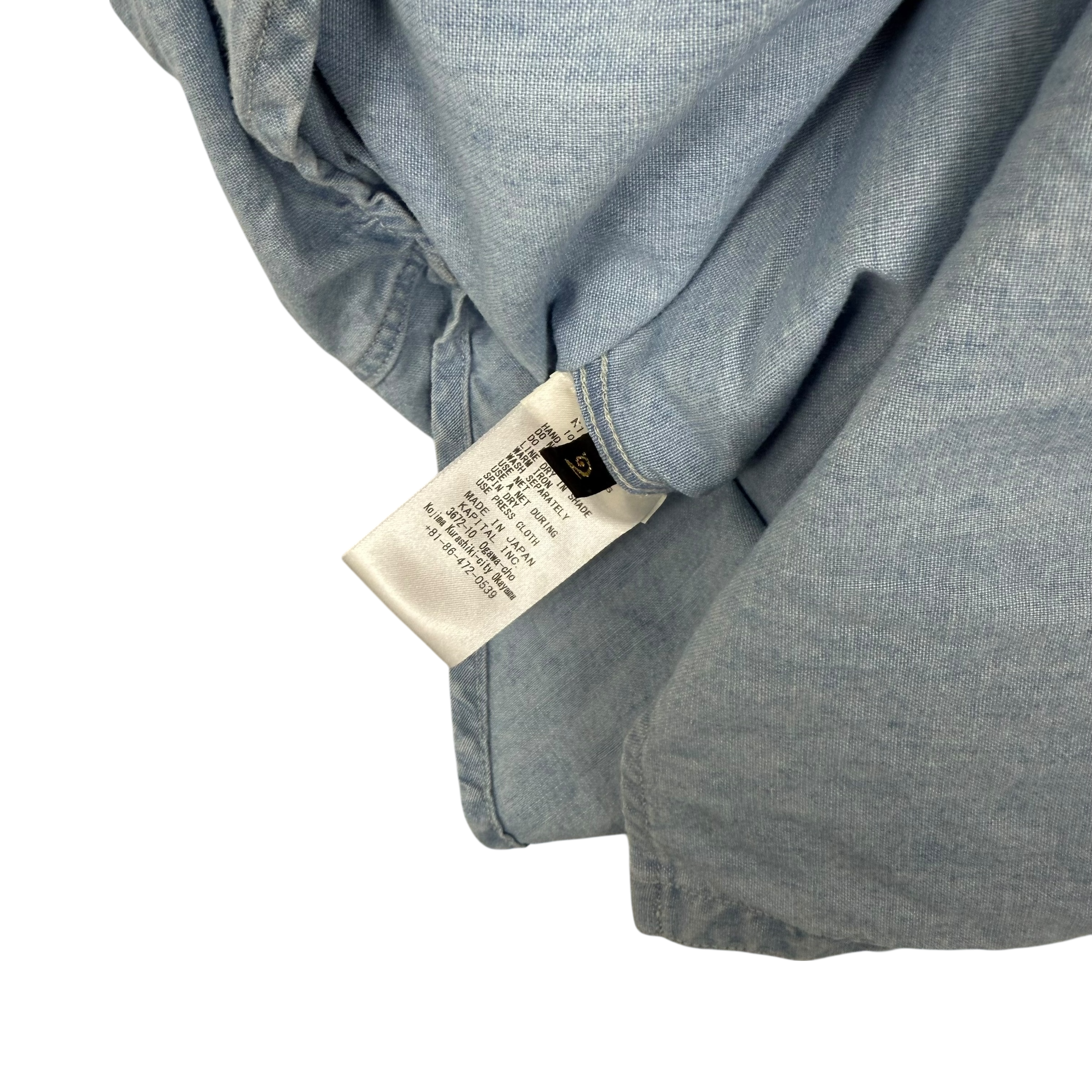 Kapital SS19 Cat Embroidered Cotton-Chambray Shirt Blue (Fits S-M)