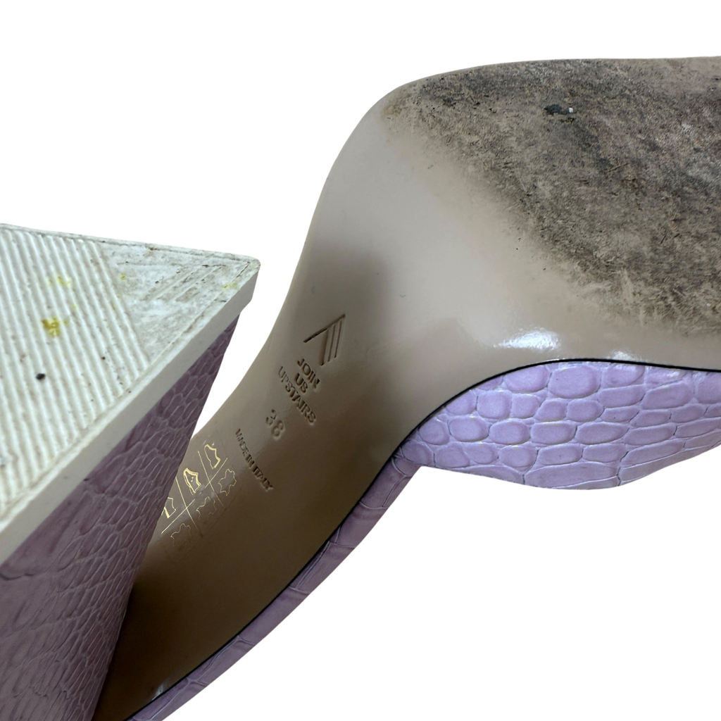 The Attico Devon Croc Pattern Leather Heels Pastel Pink (Size EU38)