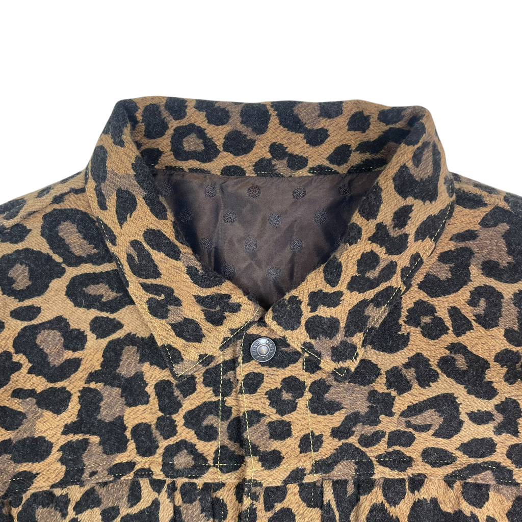 Kapital Kountry Leopard Print Wool Blend Twill Jacket Yellow/Black (Size 4/L-XL)
