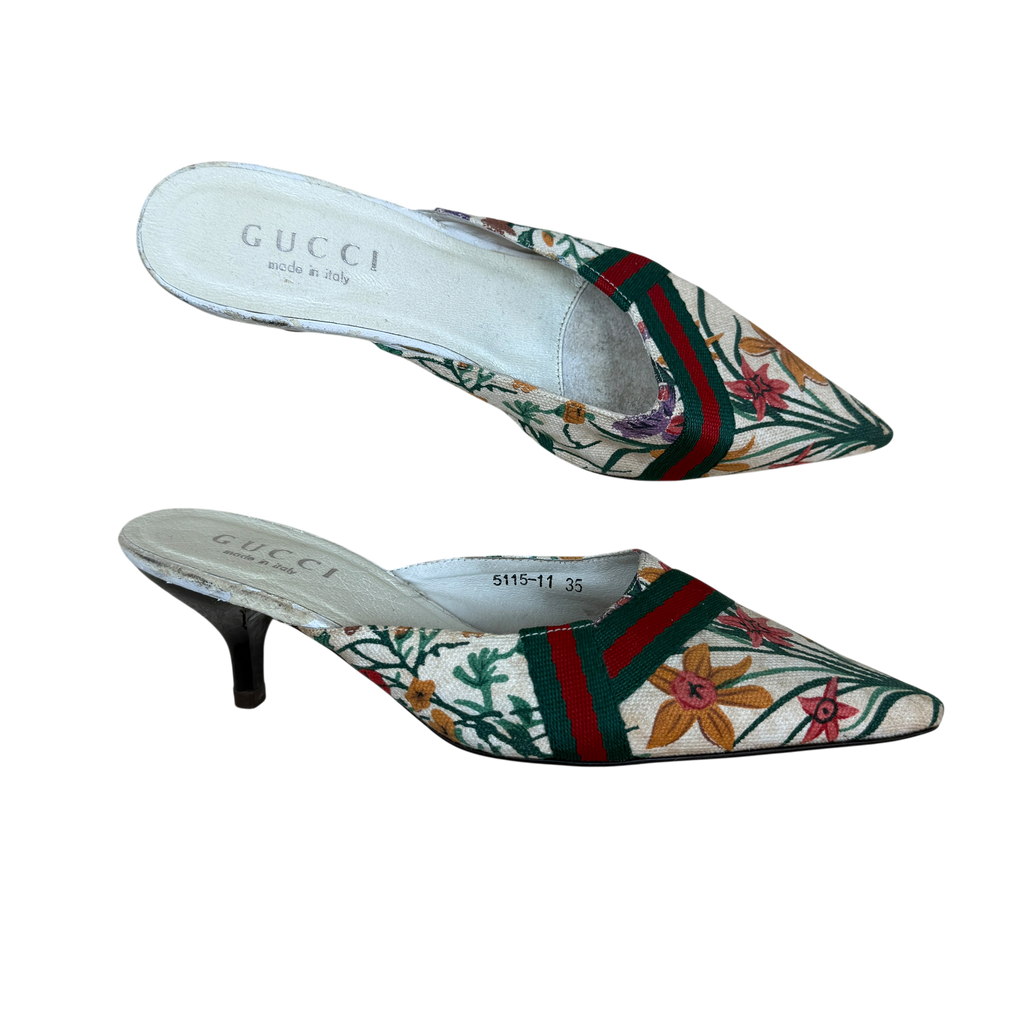 Gucci Floral Kitten Heels (As Is) Size EU35)