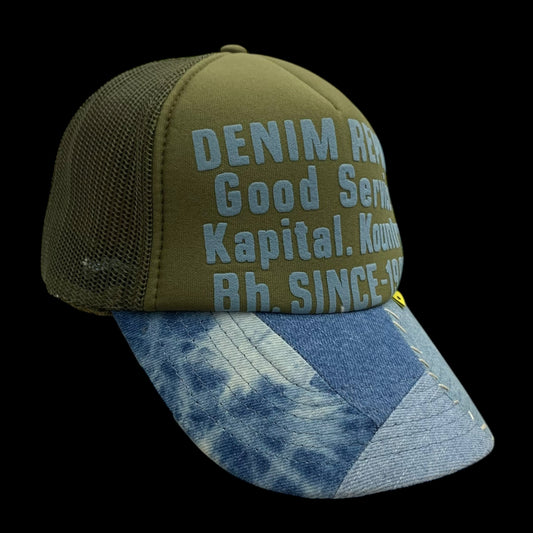 Kapital 'Denim Repair Service' Denim Reconstruction Trucker Cap Dark Green/Blue