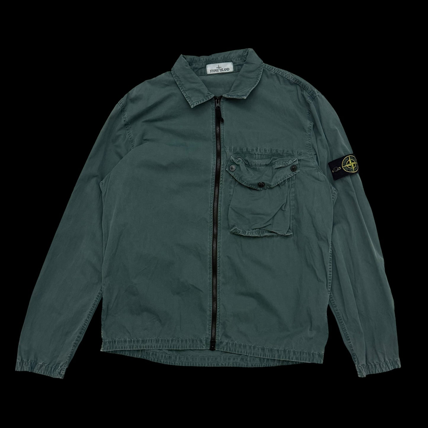 Stone Island Zip Up Overshirt Jacket Petrol Green (Size XL)