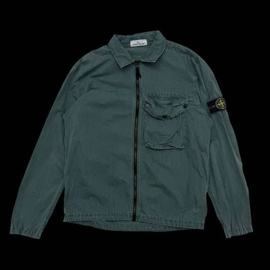 Stone Island Zip Up Overshirt Jacket Petrol Green (Size XL)