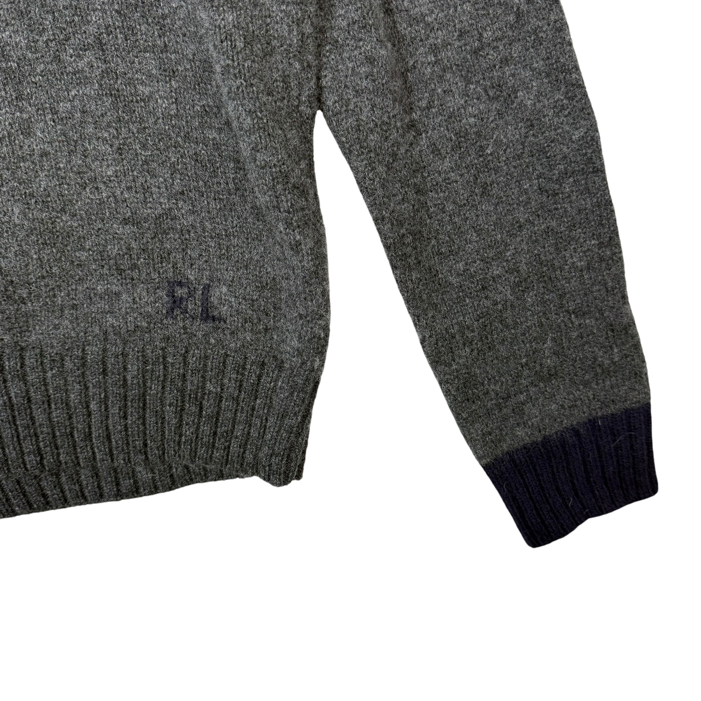 Polo Ralph Lauren ‘Geaky Bear’ Intarsia Knit Wool Sweatshirt Grey (fits M-L)