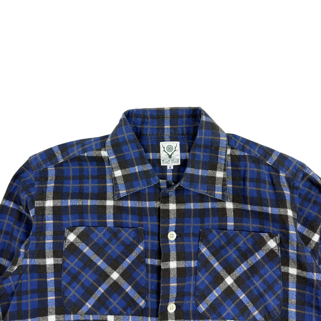 South2 West8 Flannel 6-Pocket Shirt Blue (Size S)