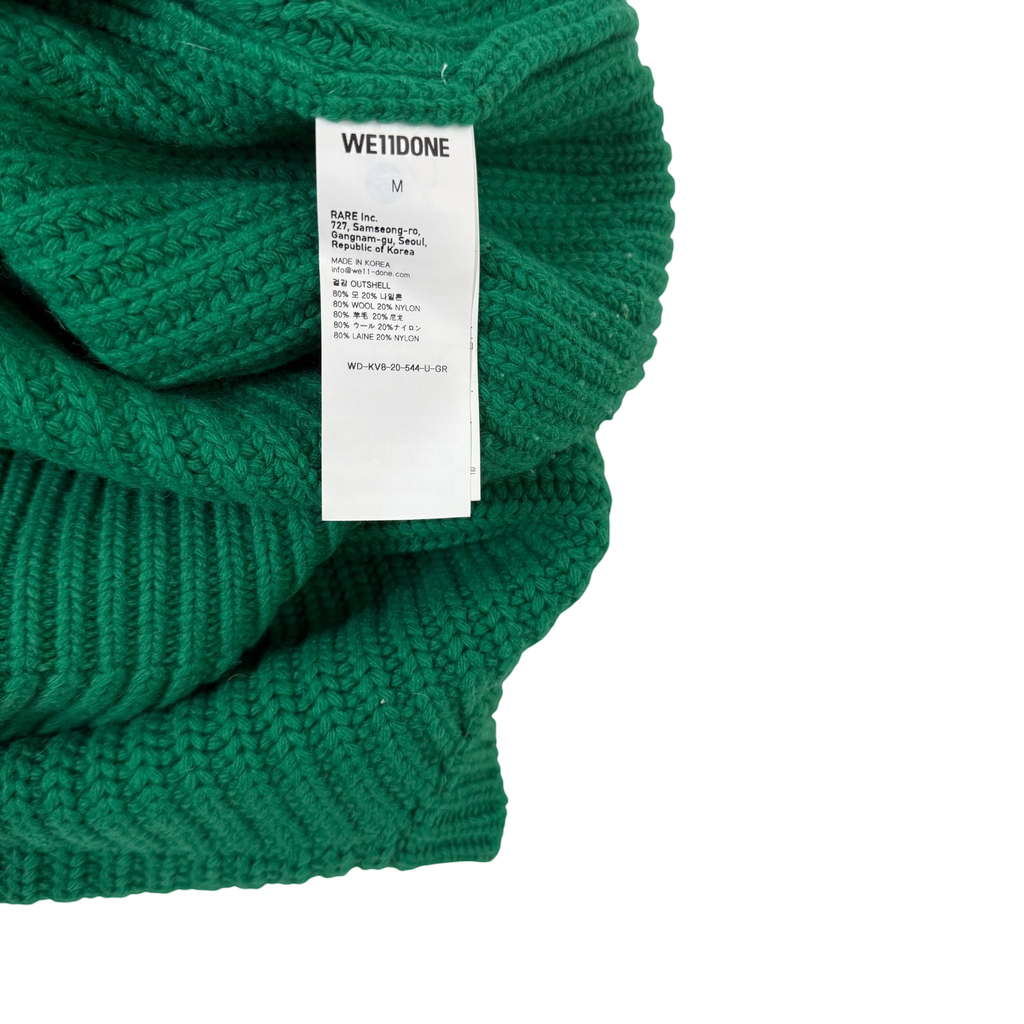 We11done Ribbed Wool Multi-Logo Square Knit Vest Green (Size L)