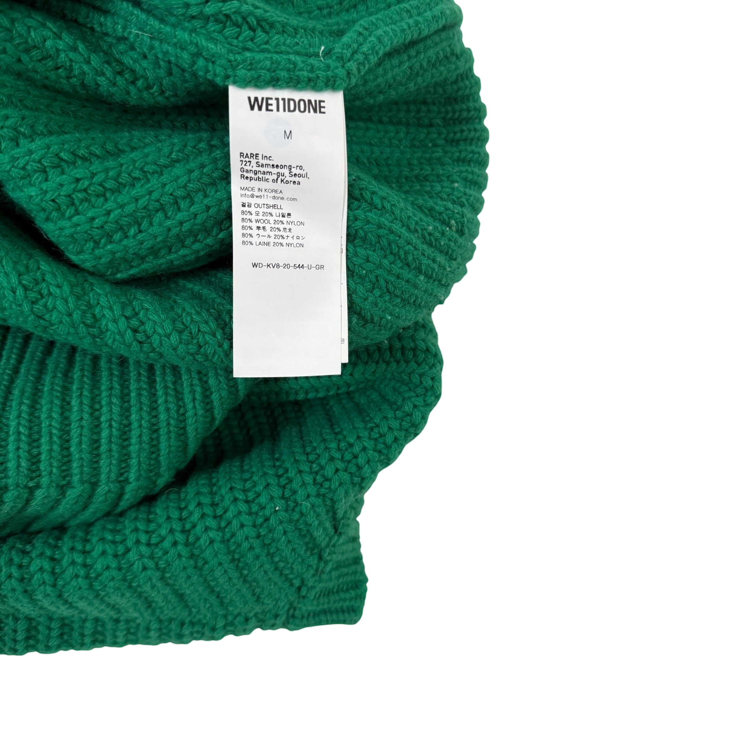 We11done Ribbed Wool Multi-Logo Square Knit Vest Green (Size L)