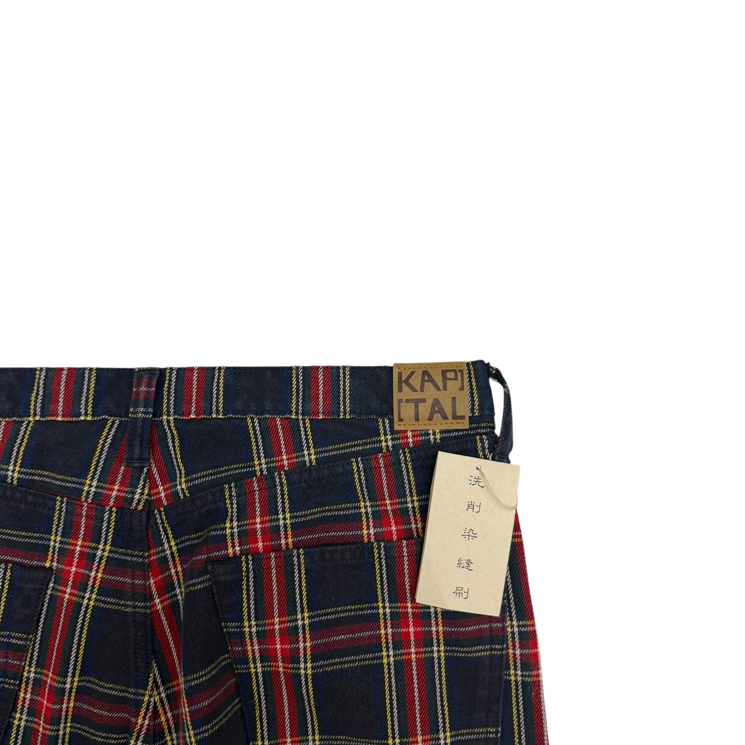 Kapital 11oz Tartan Check 5P Monkey Cisco Jeans (Studs Remake) Red (Size 36”)