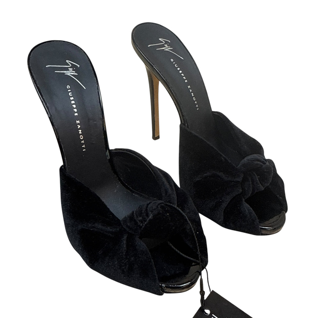 Giuseppe Zanotti Velvet Knot Mules Black (Size EU37.5)