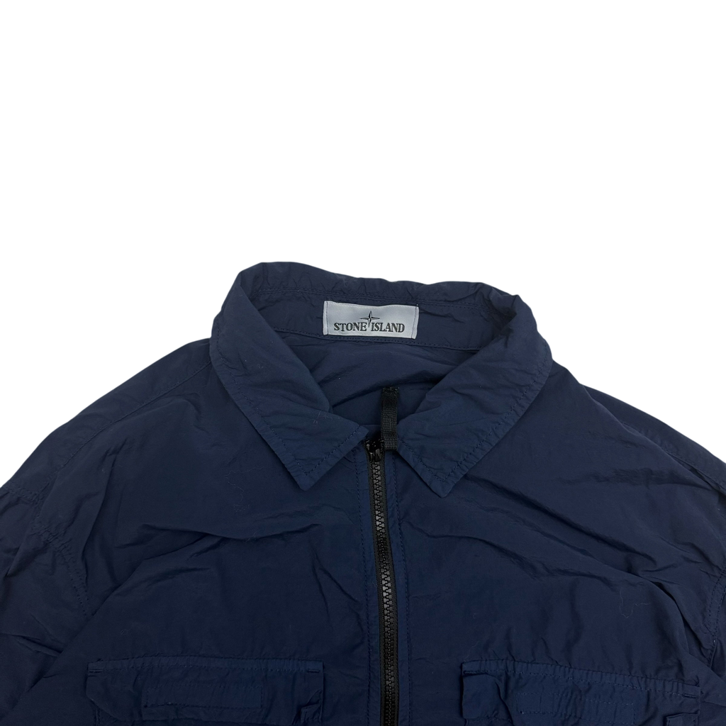 Stone Island Garment-Dyed Crinkle Reps Nylon Overshirt Navy (Fits L-XL)