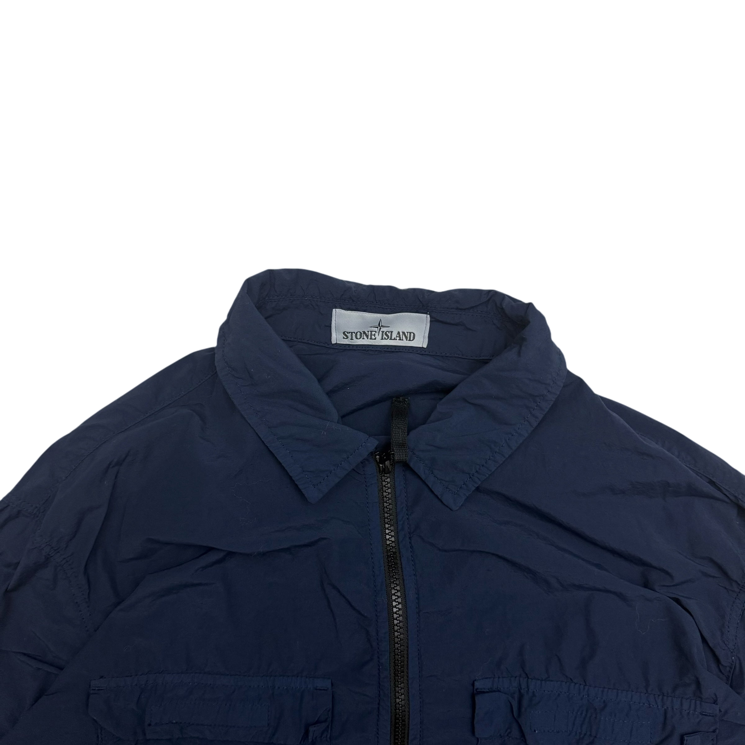 Stone Island Garment-Dyed Crinkle Reps Nylon Overshirt Navy (Fits L-XL)