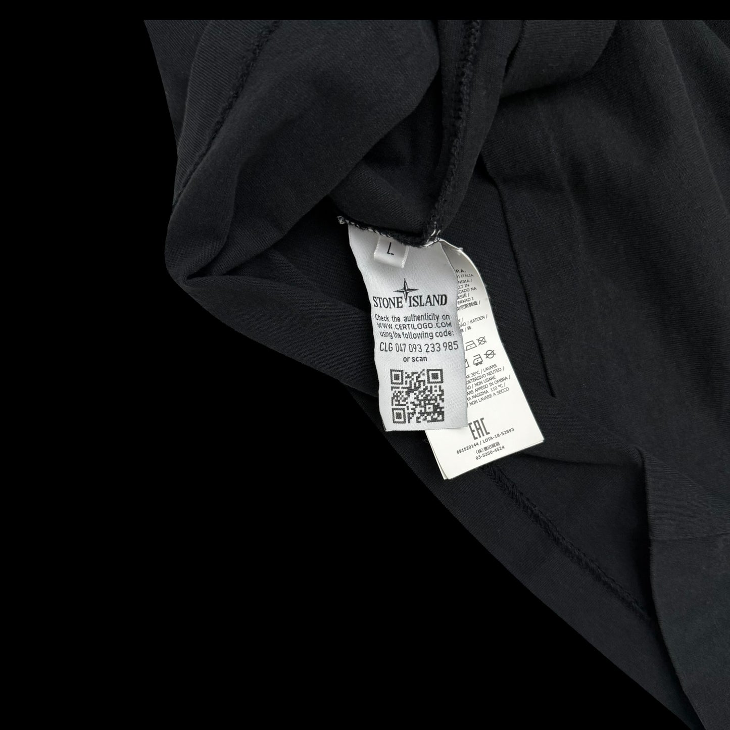 Stone Island 3M Reflective Short Sleeve T-Shirt Black (Fits M-L)