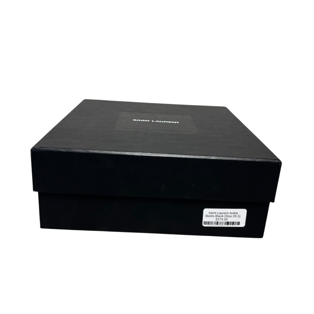 Saint Laurent Pointed Toe Leather Ankle Boots Black (Size EU39.5)