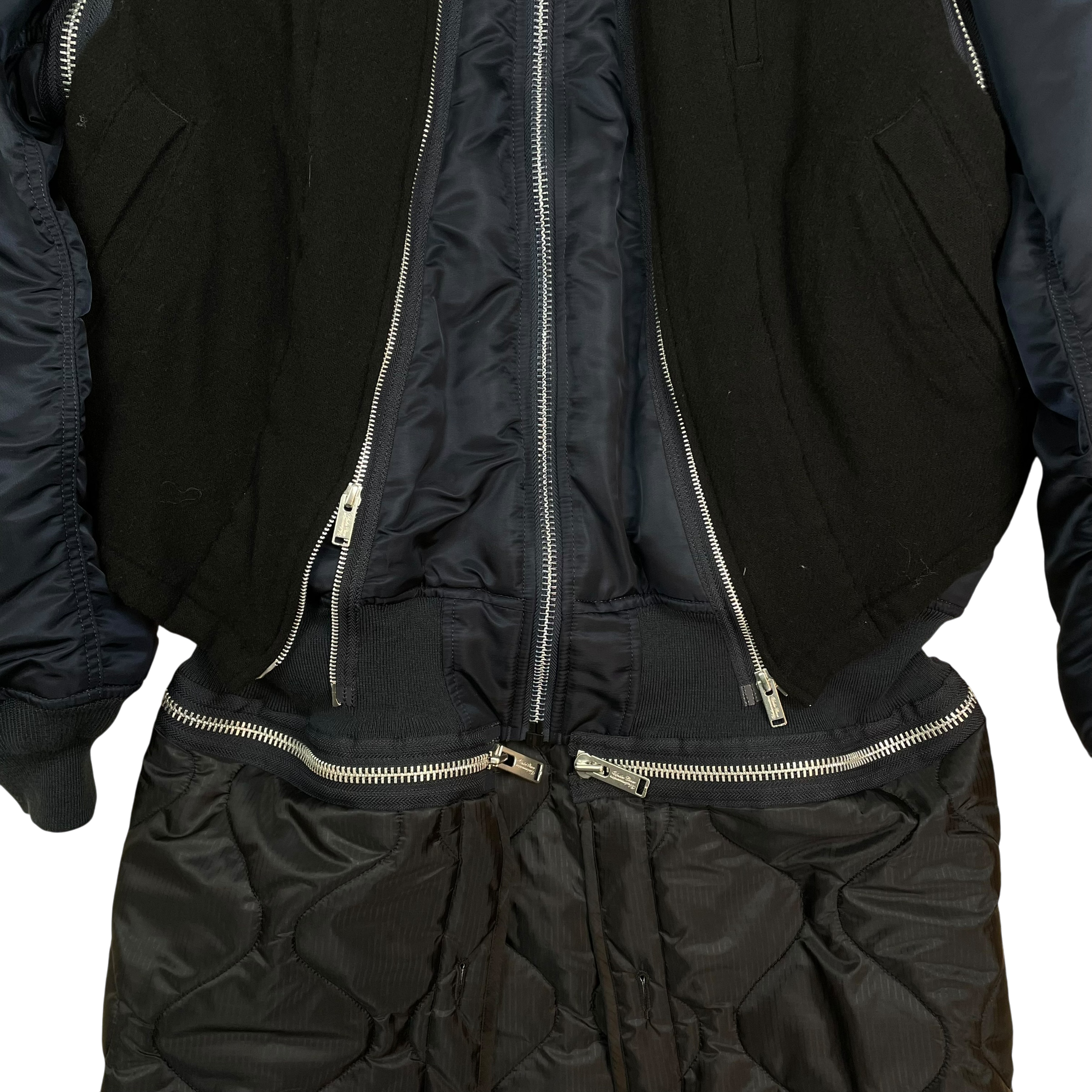 Undercover Jun Takahashi x Alpha Industries 3-Way Docking Wool Shrink MA-1 Coat Navy/Black (Size 3/L)