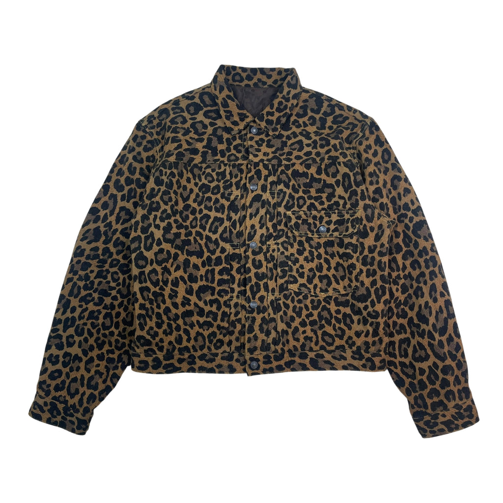 Kapital Kountry Leopard Print Wool Blend Twill Jacket Yellow/Black (Size 4/L-XL)
