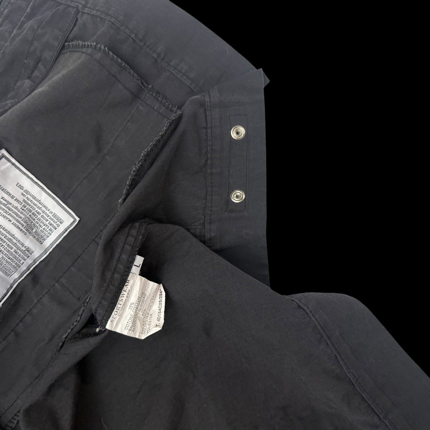 Stone Island SS 2004 Black Raso Gommato Jacket Black (Size L)