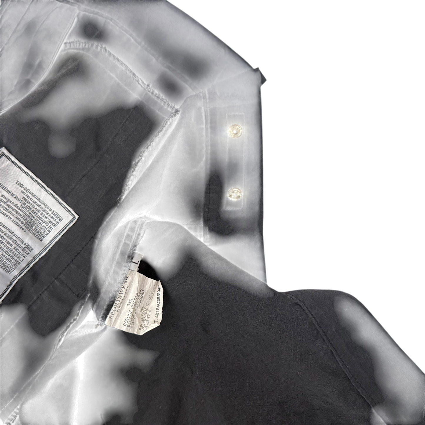 Stone Island SS 2004 Black Raso Gommato Jacket Black (Size L)