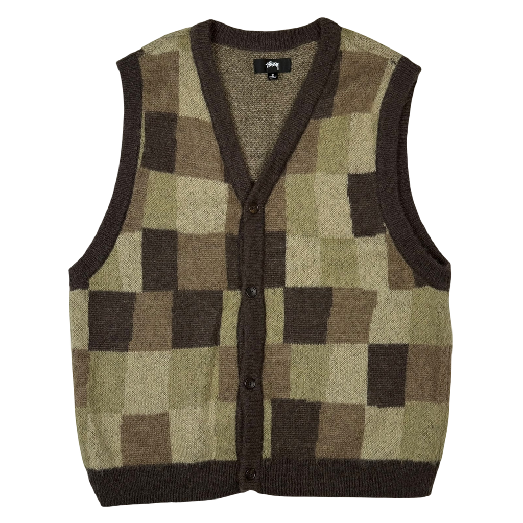Stussy AW21 Wobbly Check Knit Vest (Size S)