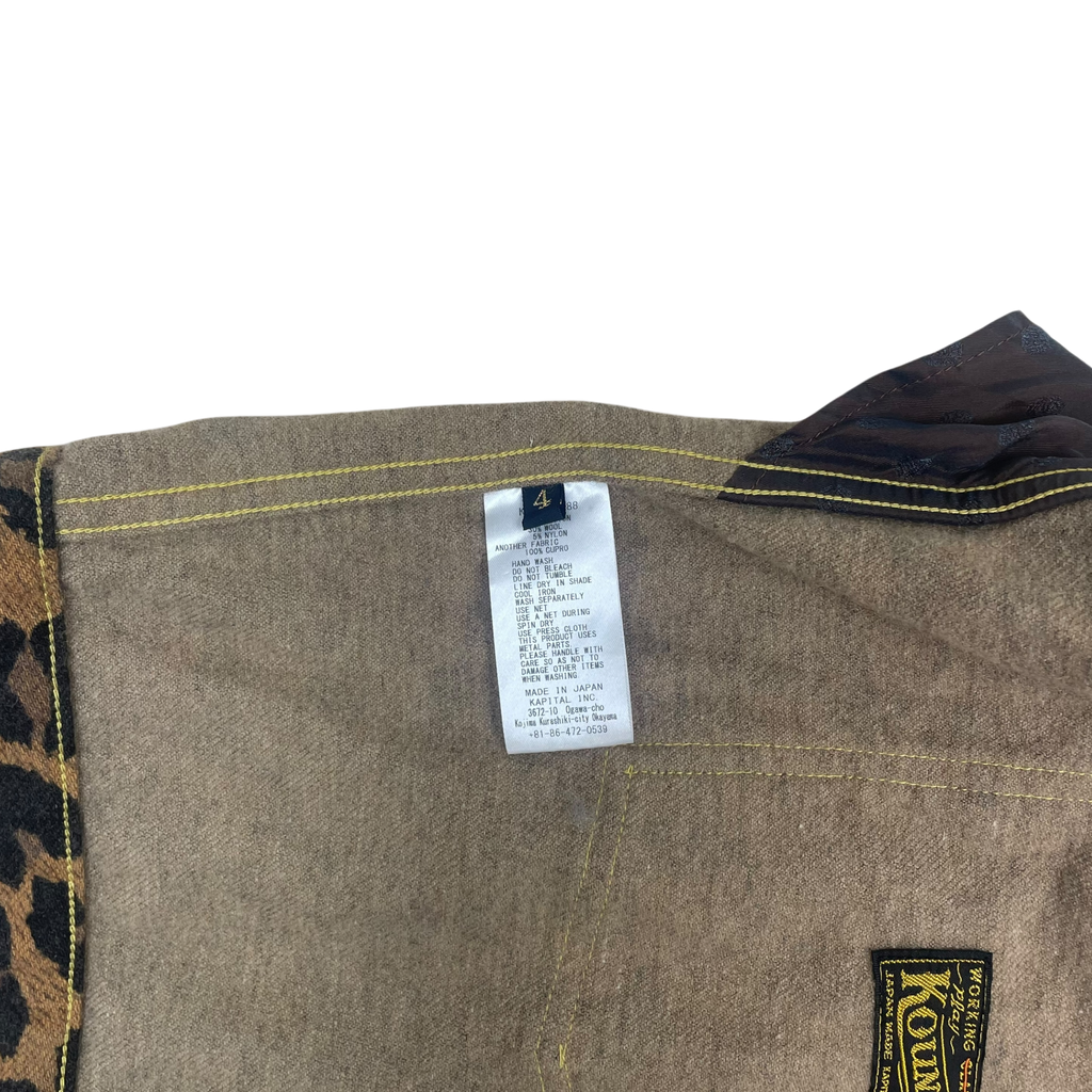 Kapital Kountry Leopard Print Wool Blend Twill Jacket Yellow/Black (Size 4/L-XL)