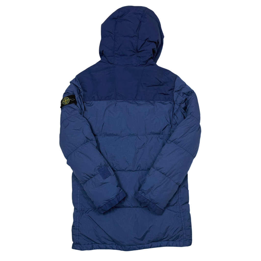 Stone Island Junior Crinkle Nylon Hooded Down Jacket Two-tone Blue (Size 14)