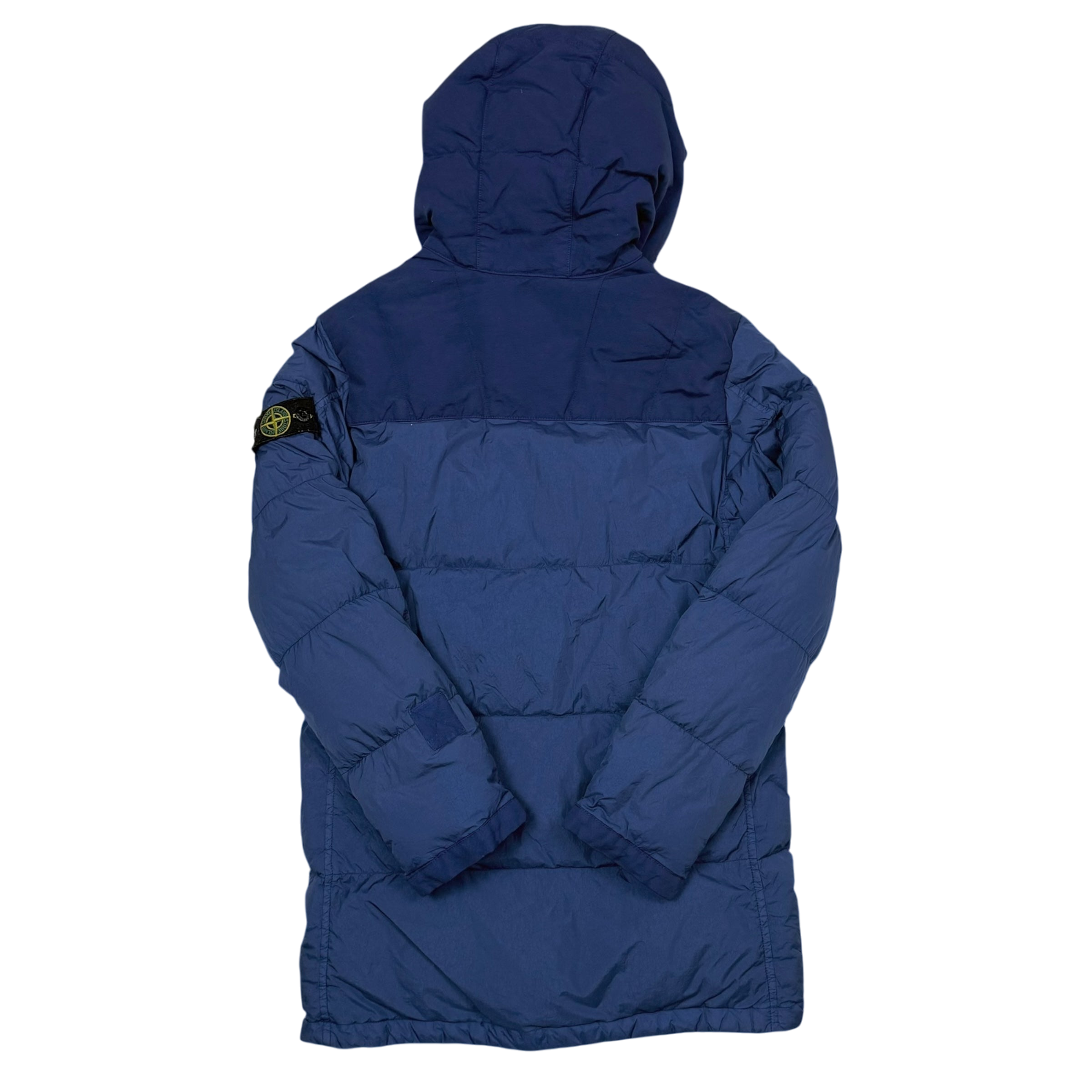 Stone Island Junior Crinkle Nylon Hooded Down Jacket Two-tone Blue (Size 14)