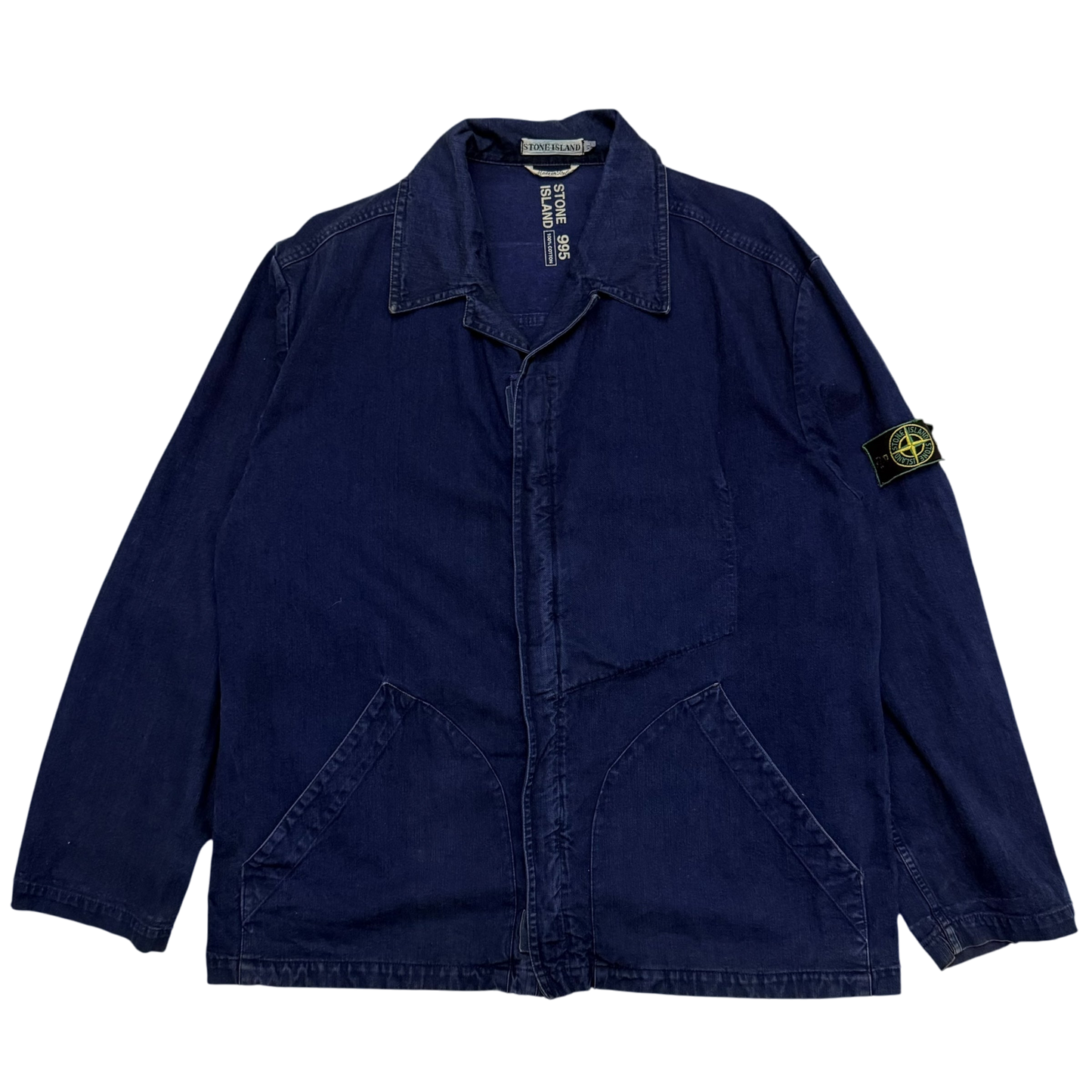Stone Island SS 1994 Thick Denim Collared Jacket Blue (Size XL)