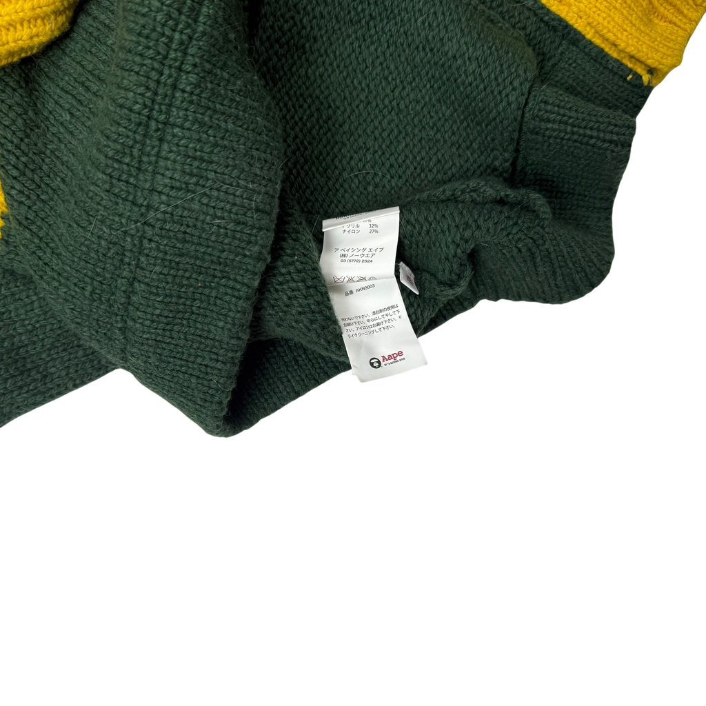 AAPE by A Bathing Ape Embroidered Knit Sweatshirt Cardigan Green (Size L)