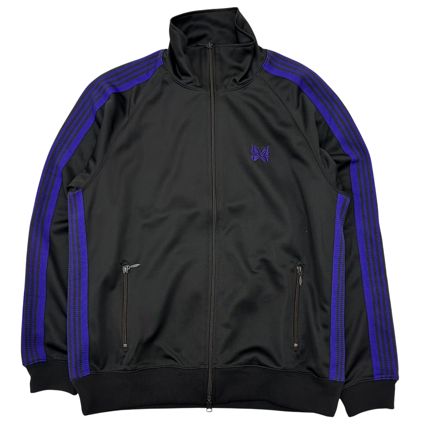 Needles Poly Smooth Track Jacket Black/Purple (Size L)