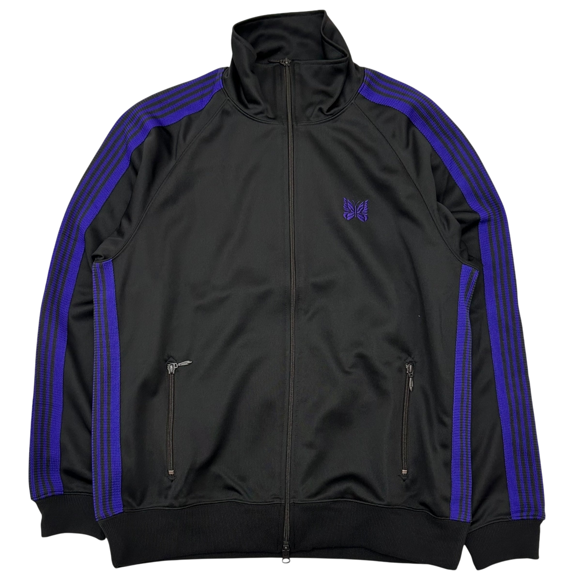 Needles Poly Smooth Track Jacket Black/Purple (Size L)