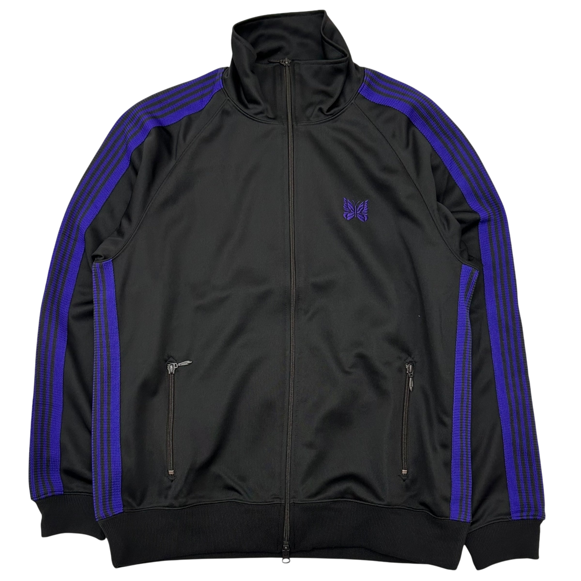 Needles Poly Smooth Track Jacket Black/Purple (Size L)