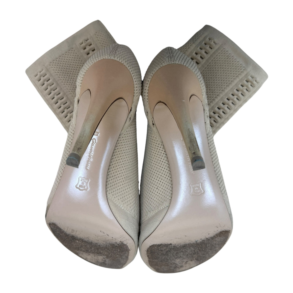 Gianvito Rossi Knit Ankle Heels Beige (Size EU38)