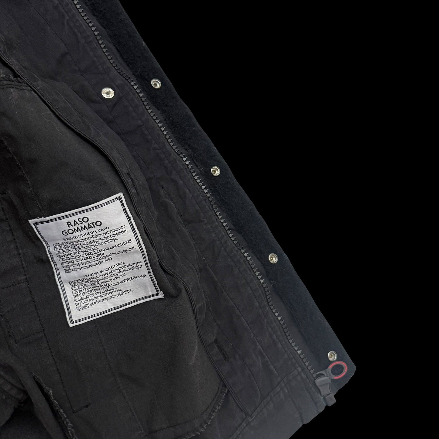 Stone Island SS 2004 Black Raso Gommato Jacket Black (Size L)