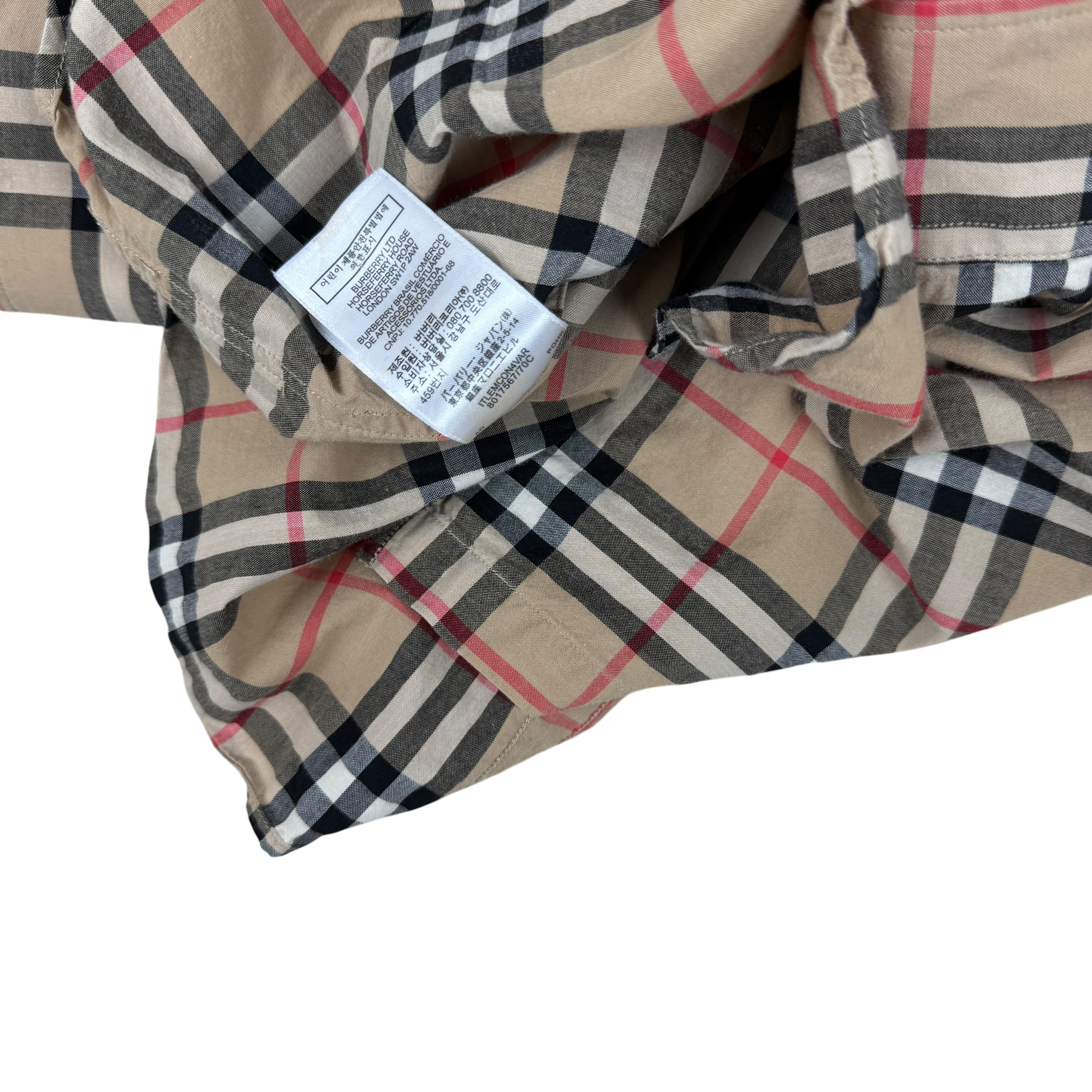 Burberry Nova Check Logo Button-Up Shirt (Size S)