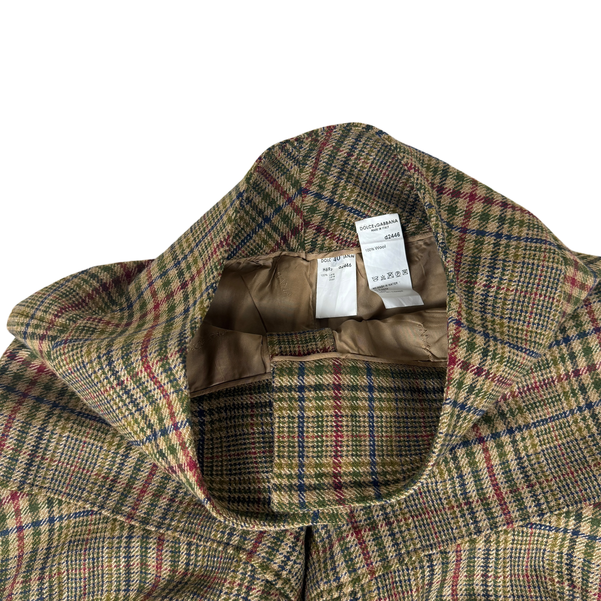 Dolce & Gabbana F/W2000 Wool Pleated Tartan Pants Brown (Size 40)