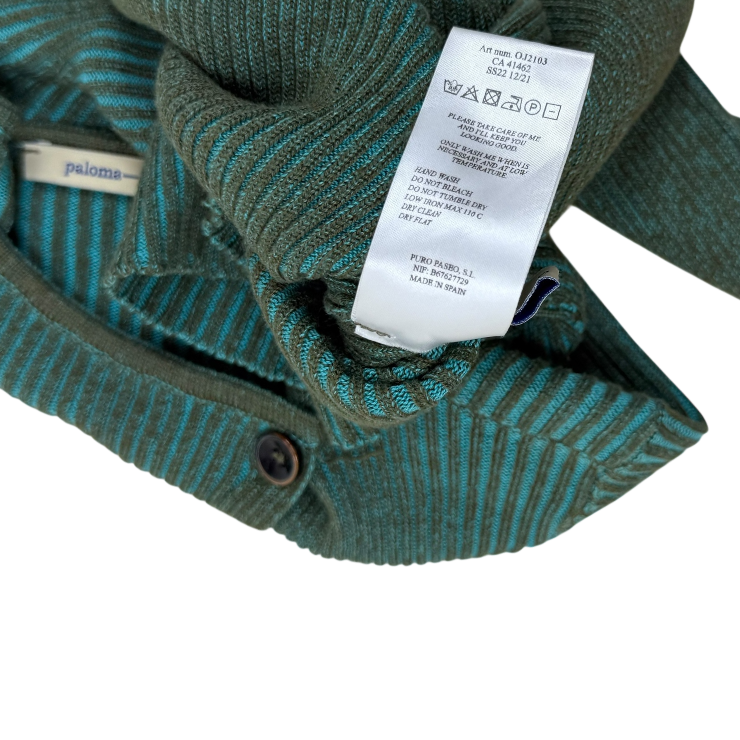 Paloma Wool Zaha Ribbed Asymmetrical Cardigan Green (Size S Womens)