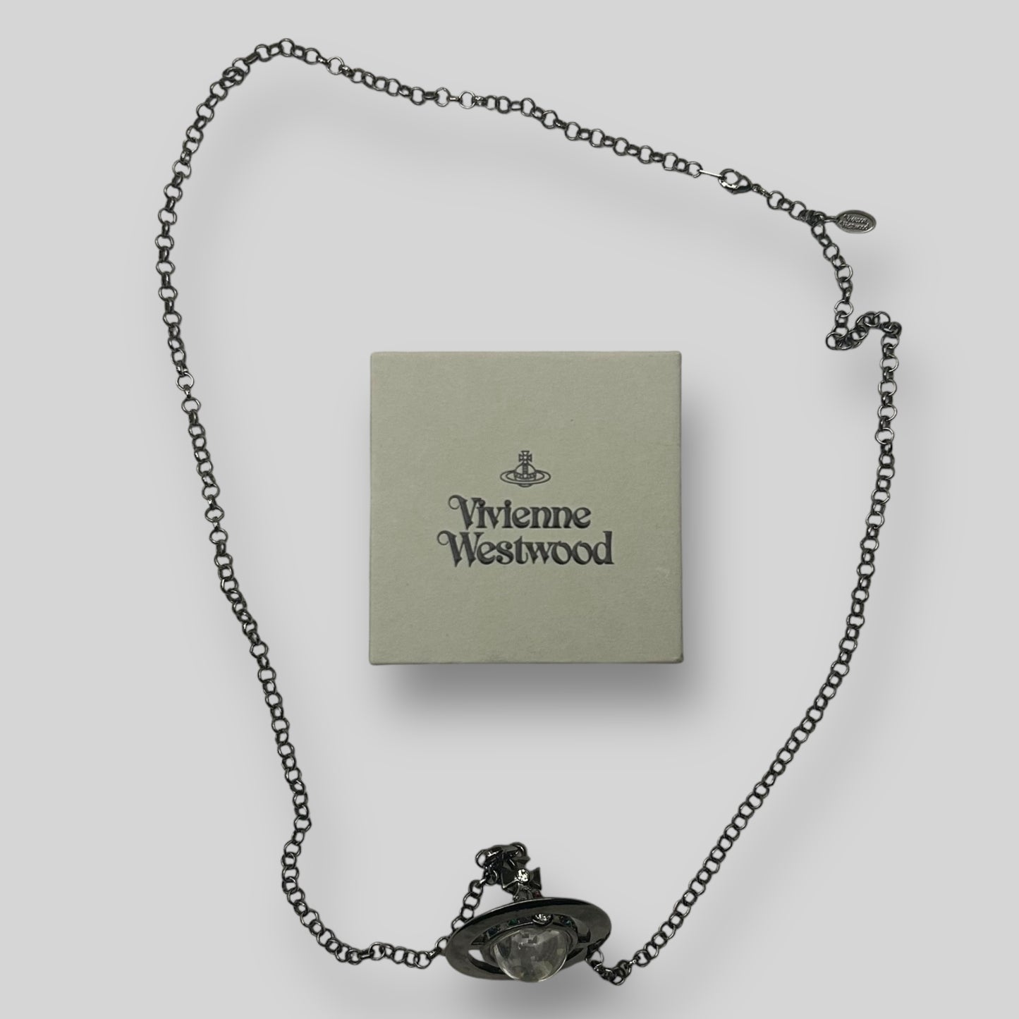 Vivienne Westwood Orb Giant 3D  Necklace Gun Metal Silver