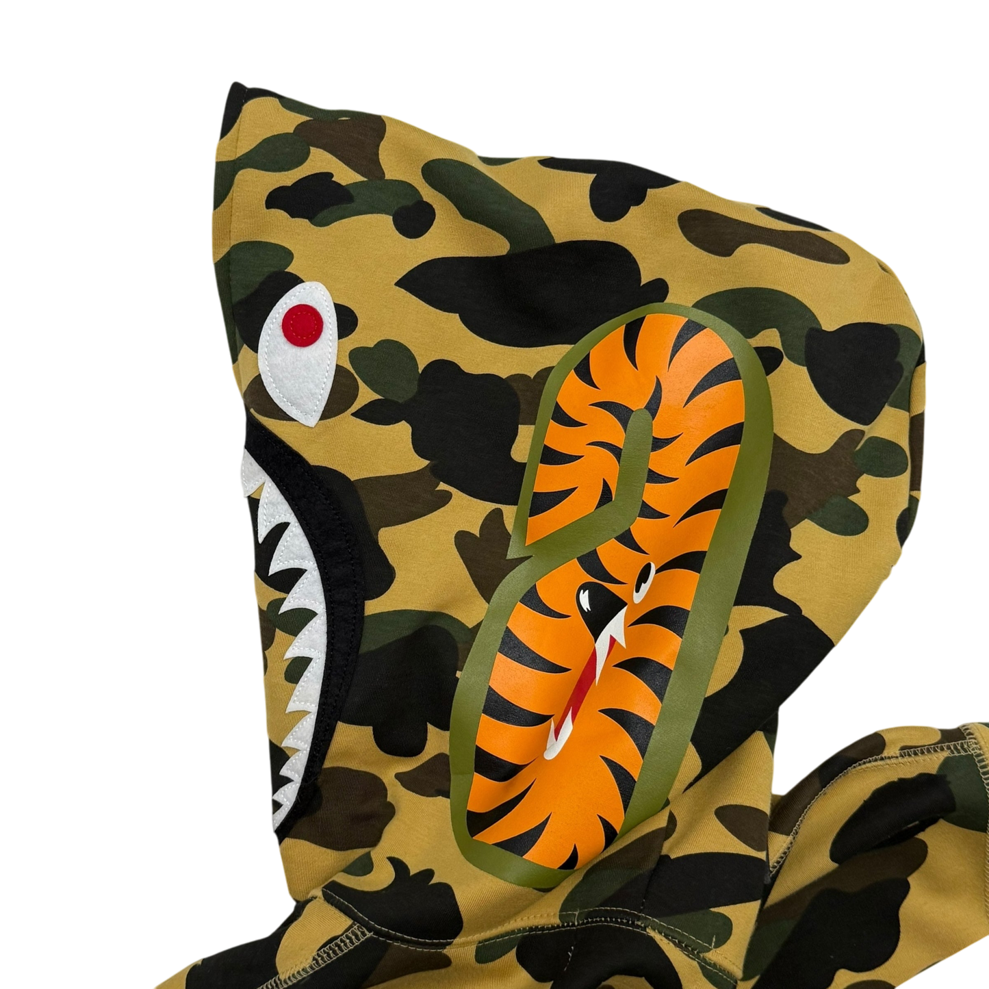 BAPE (A Bathing Ape) 1st Camo Gore Windstopper Camo Shark Zip-Up Hoodie Yellow (Fits L-XL)
