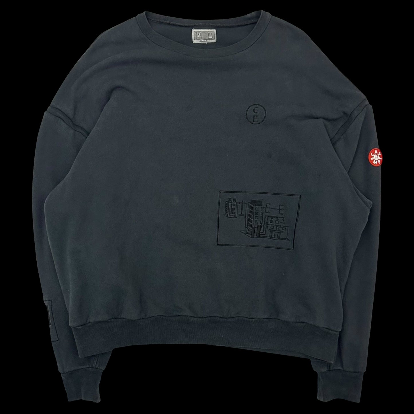 Cav Empt Overdyed Double Fleece Lined Crewneck Charcoal (Fits XL)