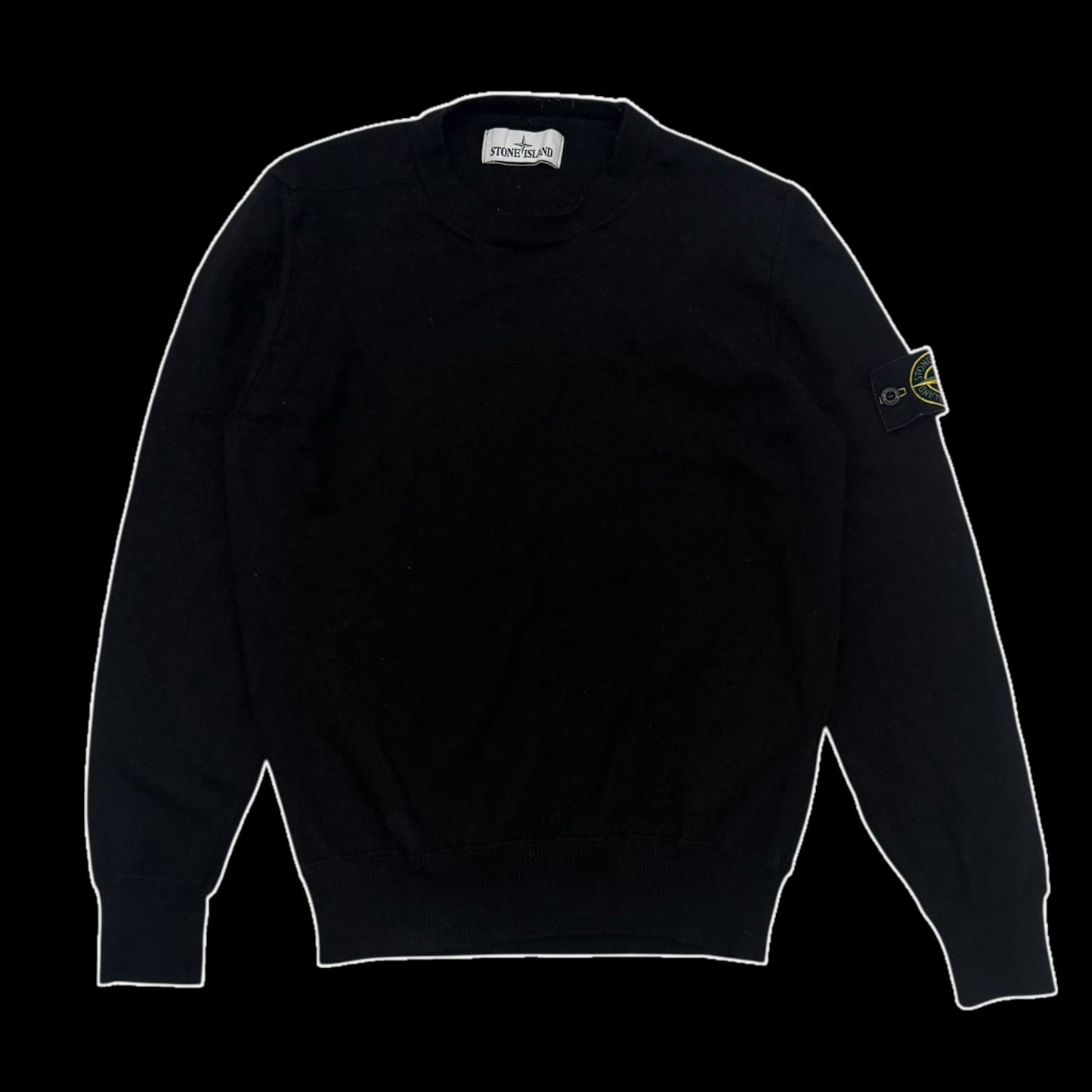 Stone Island Pure Wool Black Knit Sweatshirt (Fits XS-S)
